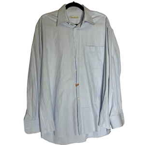 Ermenegildo Zegna Blue and White Striped Dress Shirt Size 16" 100% Cotton‎